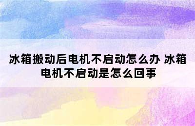 冰箱搬动后电机不启动怎么办 冰箱电机不启动是怎么回事